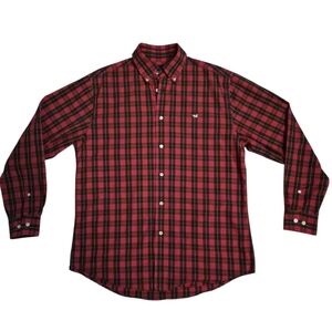 Southern Marsh Dress Shirt Windowpane Plaid Red Black sz M